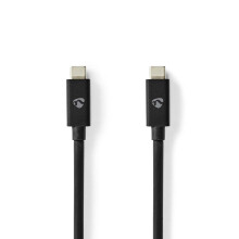 USB-Kabel | USB 4.0 Gen 2x2 | USB-C Hane | USB-C Hane | 240 W | 8K@60Hz | 20 Gbps | Nickelplaterad | 2,00 m | Rund | PVC | Svart | Kuvert