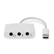 USB-C Adapter | USB 2.0 | USB-C Stecker | 3,5 mm Buchse | 0,10 m | Rund | Vernickelt | ABS/PVC | Weiß | Box