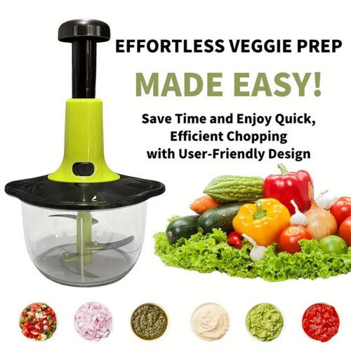 Multifunctional Manual Food Processor with Blade Guard Easy Clean Ergonomic Handle Ideal for Vegetables Garlic Meat 2