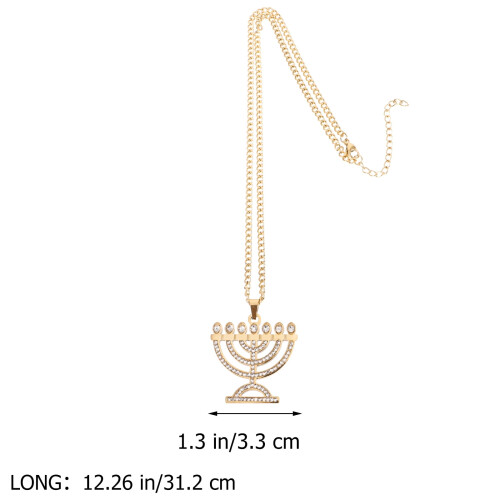 Collar Menorá de acero inoxidable dorado, 1 pieza 1