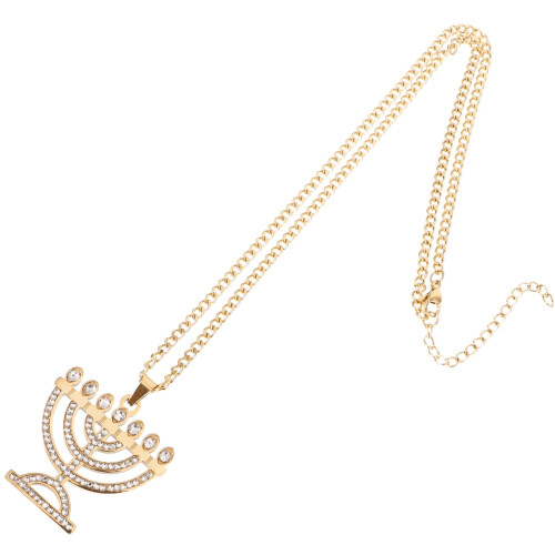 Collar Menorá de acero inoxidable dorado, 1 pieza 2