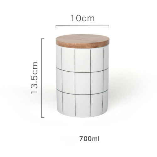 1Set Ceramic Coffee Canister White 700ml Capacity with Wood Lid for Kitchenware 1