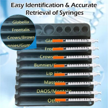 Aesthetic Practitioner Syringe Tray with 8 Slot Label,3D Printed Vial Holder/Syringe Tray Combination for Aesthetician B