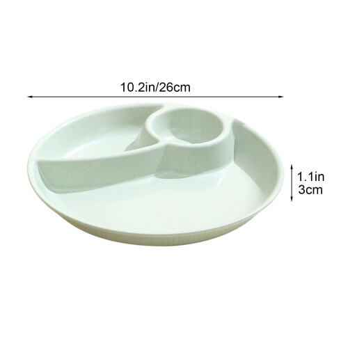 Round Divided Dinner Plates Plastic Lightweight Buffet Plates Green Three-Cell Grid Stackable Plates 2