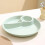 Round Divided Dinner Plates Plastic Lightweight Buffet Plates Green Three-Cell Grid Stackable Plates 4