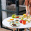Round Divided Dinner Plates Plastic Lightweight Buffet Plates Green Three-Cell Grid Stackable Plates 7