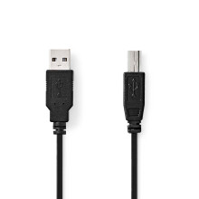 Cabo USB | USB 2.0 | USB-A Macho | USB-B Macho | 480Mbps | Niquelado | 1,00 m | Rodada | PVC | Preto | Caixa