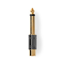 Mono-Audio-Adapter | 6,35 mm Hane | RCA Hona | Goldblech | Rak | Metall | Metall | 1 St. | Schloss