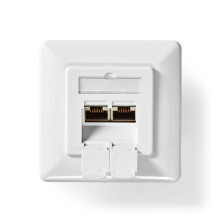 Caixa de parede de rede | Na parede | Porta(s) de 2 portas | CAT6a | Direto | Feminino | Banhado a ouro | PVC | Branco | Caixa