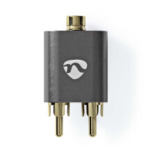 Adaptor audio stereo | 2x RCA Mascul | 3,5 mm Femeie | Placat cu aur | Drept | Aluminiu | Gri cu metal | 1 buc. | Cutie cu geam acoperit