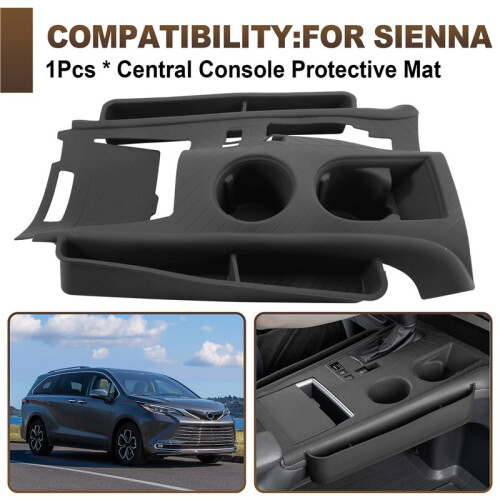 For  Sienna Central Console Silicone Protective Mat Cup Holder Mat Interior Modification Accessories Grey 1