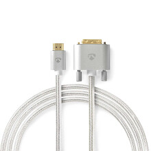 Cablu HDMI | Conector HDMI | DVI-D 24+1-Pin Mascul | 2560x1600 | Placat cu aur | 2,00 m | Drept | Impletit | Argint | Cutie cu geam acoperit