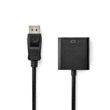 Displayport Adapter | DisplayPort Stecker | VGA Buchse 15p | 1080p | Vernickelt | 0,20 m | Rund | Schwarz | Box