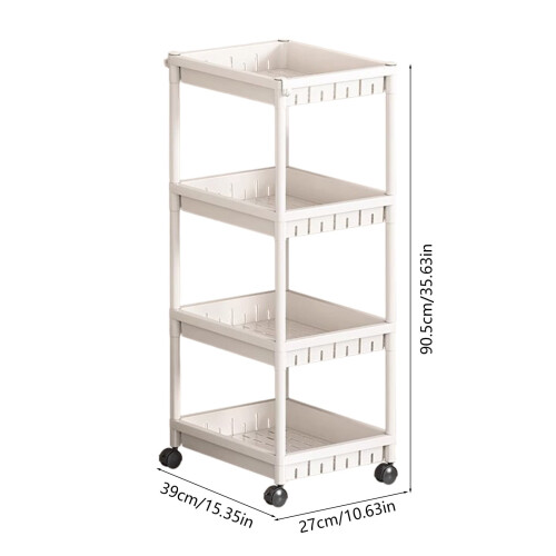 2-Tier Rolling Storage Cart White Gray U-Shaped Front 2