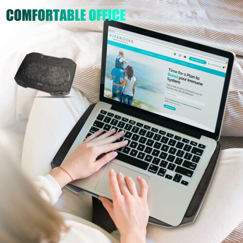 Base de resfriamento para laptop com 2 ventiladores silenciosos, luzes RGB e suporte USB para laptops de 11 a 15,6 polegadas, portátil para jogos, 2
