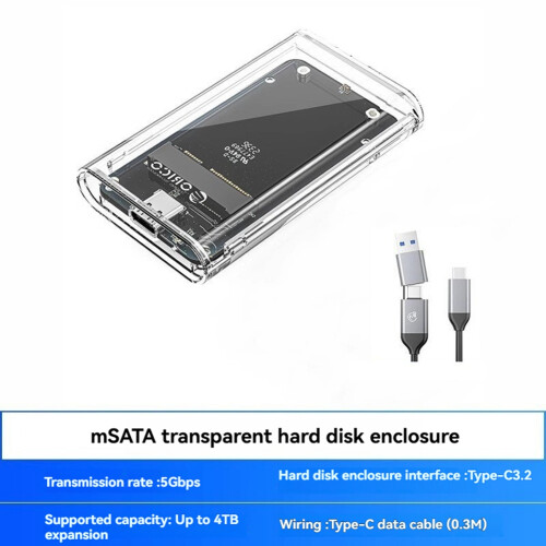 ORICO External Hard Drive Enclosure MSATA to Type-C SSD Enclosure Case USB 3.2 Gen1 Type-C 5Gbps for MSATA SSD 1