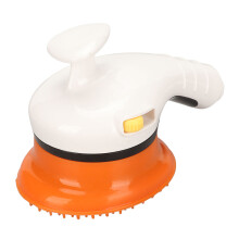 Spazzola con doccetta per animali, con interruttore, setole morbide, manico ergonomico, 13,5x8cm, Arancione