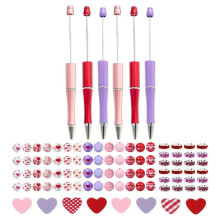 6 Bolígrafos con Cuentas para el Día de San Valentín, Regalo de Bricolaje, Bolígrafos de Punta de Bola, Regalos de Cumpleaños para la Oficina,