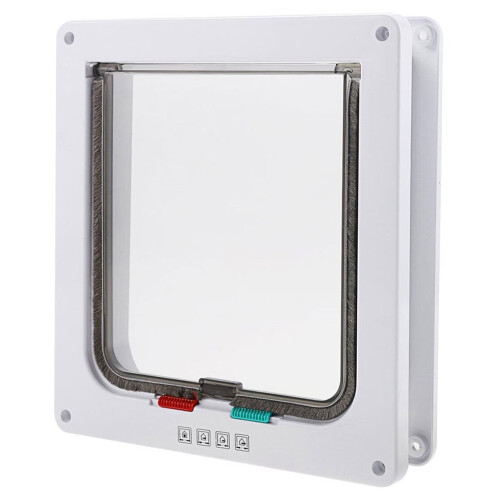 Interior 4 Ways Locking Cat Dog Door & Flaps,White,Medium 1