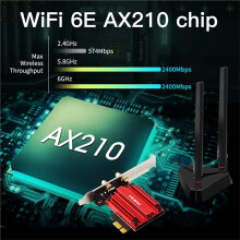 FENVI Wi-Fi 6E 5374Mbps AX210 for Bluetooth5.3 802.11AX 2.4G/5G/6Ghz Wireless PCIE Adapter Network Card Support PC Win10/11
