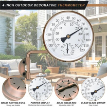 4 Inch Brass Outdoor Thermometer, Outside Decorative Thermometer for Patio, Window, Greenhouse, Garage