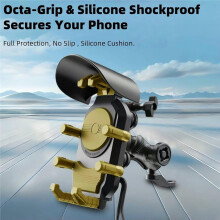 Motorcycle Handlebar Phone Mount Shockproof Anti-Theft and Rain Cap Phone Holder for Motorcycle Bike Bicycle Scooter