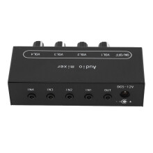Audio Mixer 4 Channels Independent Control 1/8 Inch I/O Low Noise DC5-12V