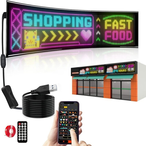 LED Matrix Panel Scrolling Bright Advertising USB  App Remote Controlled Sign Light Programmable LED Sign