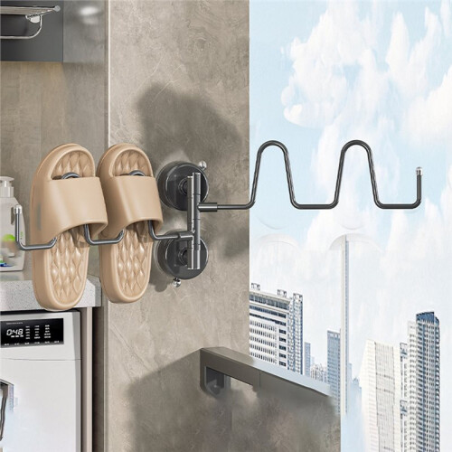 Appendipantofole A Ventosa da Parete con Stendibiancheria Girevole per Bagno e Balcone