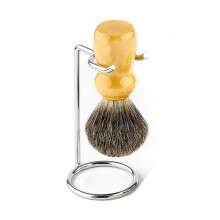 Men Metal Art Shaving Brush Stand  Base Chromed Silver Shaving  Beard Clean Shaver Kit Easy Carry
