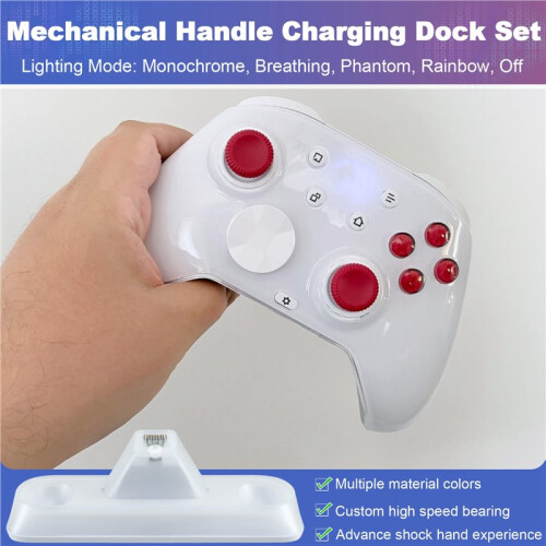 Mechanical Handle Charging Dock with RGB Lighting Effects Charges Automatically When Placed Down for MOBAPAD White 1