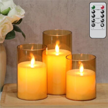 Velas Parpadeantes Sin Llama de PP con Control Remoto y Temporizador, Vela LED de Pilar para Cenas, Bodas, Decoración Navideña.