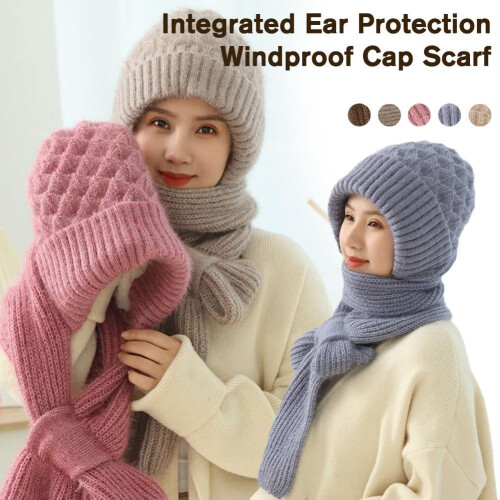 Women's Windproof Hat-Scarf Combo, Polyester, 56-58cm 2