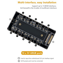 5V 3pin ARGB Cable Splitter Hub for AURA SYNC RGB Fan Hub Power Extension Cable Adapter for PC RGB Fan Cooler
