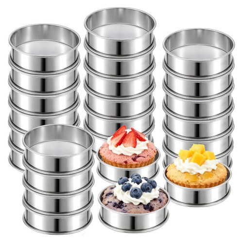 25 Aros de Aço Inoxidável para Muffins Ingleses, com Dupla Camada, 10 cm (4 Polegadas), Ideais para Assar em Casa. 1