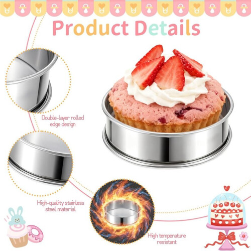 25 Aros de Aço Inoxidável para Muffins Ingleses, com Dupla Camada, 10 cm (4 Polegadas), Ideais para Assar em Casa. 2