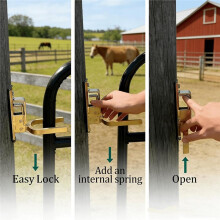 Instant Locking Gate Door Bar,Spring-Loaded Auto-Lock, Rust-Resistant,One-Hand Use for Outdoor Gates, Fences & Sheds 4PC