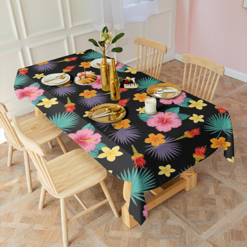 Floral Polyester Rectangle Tablecloth 60x120 in 2