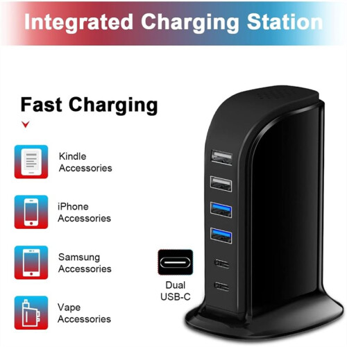 USB Charger, Charging Station for Multiple Devices 45W, Fast Charging Blocks with Dual Type C , USB Charging Hub 2