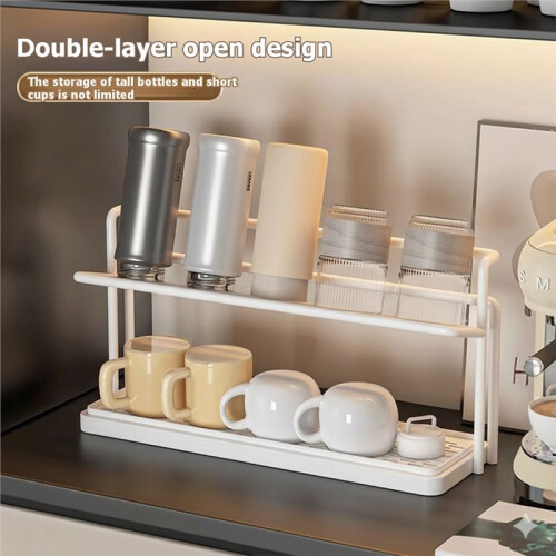 Cup Holder, Storage Rack,Dining Table, Countertop, Glass Cup, Tea Cup,Coffee Cup, Double-Layer Drain Tray Holder 1