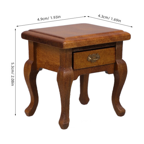 Wooden Miniature End Table 1/12 Scale with Drawer 1
