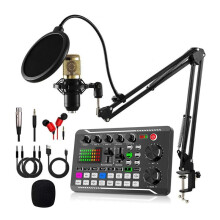 Scheda Audio F998 e Kit Microfono BM800 Mixer Audio Microfono Scheda Audio Console di Missaggio Audio Amplificatore per Canto Telefono PC