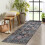 Washable Runner Rug Boho Floral Non-Slip Black 2x6 ft 2
