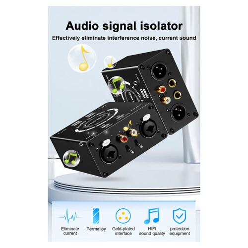 New XLR 6.35 HiFi Stereo Version Audio Isolation Box Ground Loop Isolator/Noise Filter/Hum Eliminator for Audio System 1