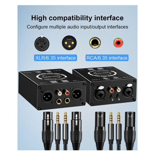 New XLR 6.35 HiFi Stereo Version Audio Isolation Box Ground Loop Isolator/Noise Filter/Hum Eliminator for Audio System