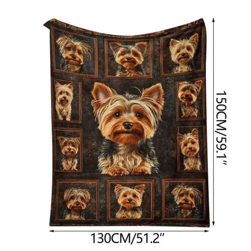 Κουβέρτα φανέλας Yorkshire Terrier – Μαλακή κουβέρτα με σχέδιο σκύλου για καναπέ, 1
