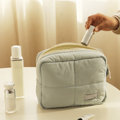 Nécessaire de maquiagem impermeável em nylon com divisórias e 1