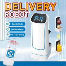 2.4G RC Food Delivery Robot Toy with Light & Sound, Pretend Kitchen Set for Kids, Interactive Gift