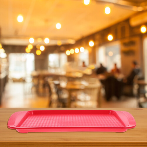 Red Rectangular Plastic Serving Tray 36x25.6cm 1