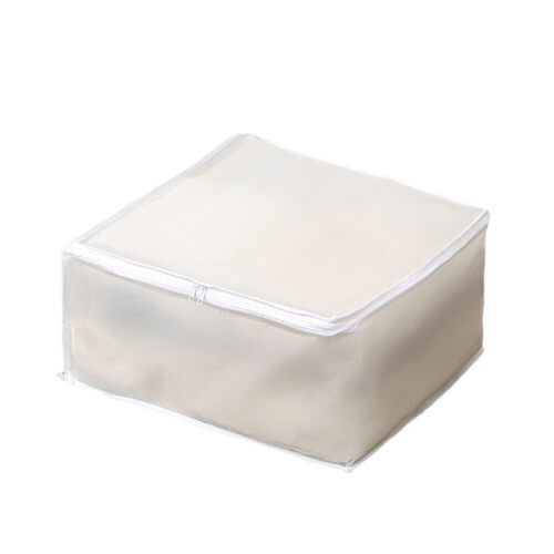 Folding Plastic Under-Bed Storage Box – Odorless, Moistureproof, for Pillows/Coats/Blankets, White Translucent 1
